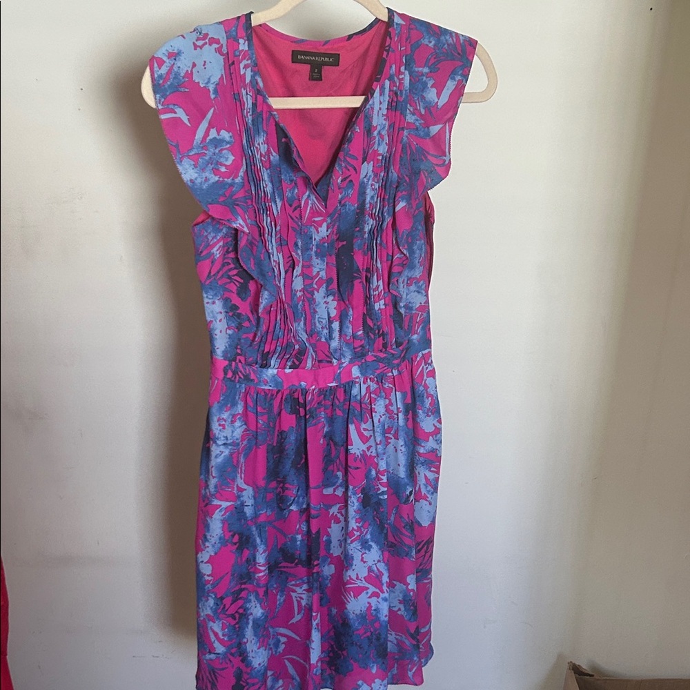 Banana Republic Pink & Blue Floral Midi Dress